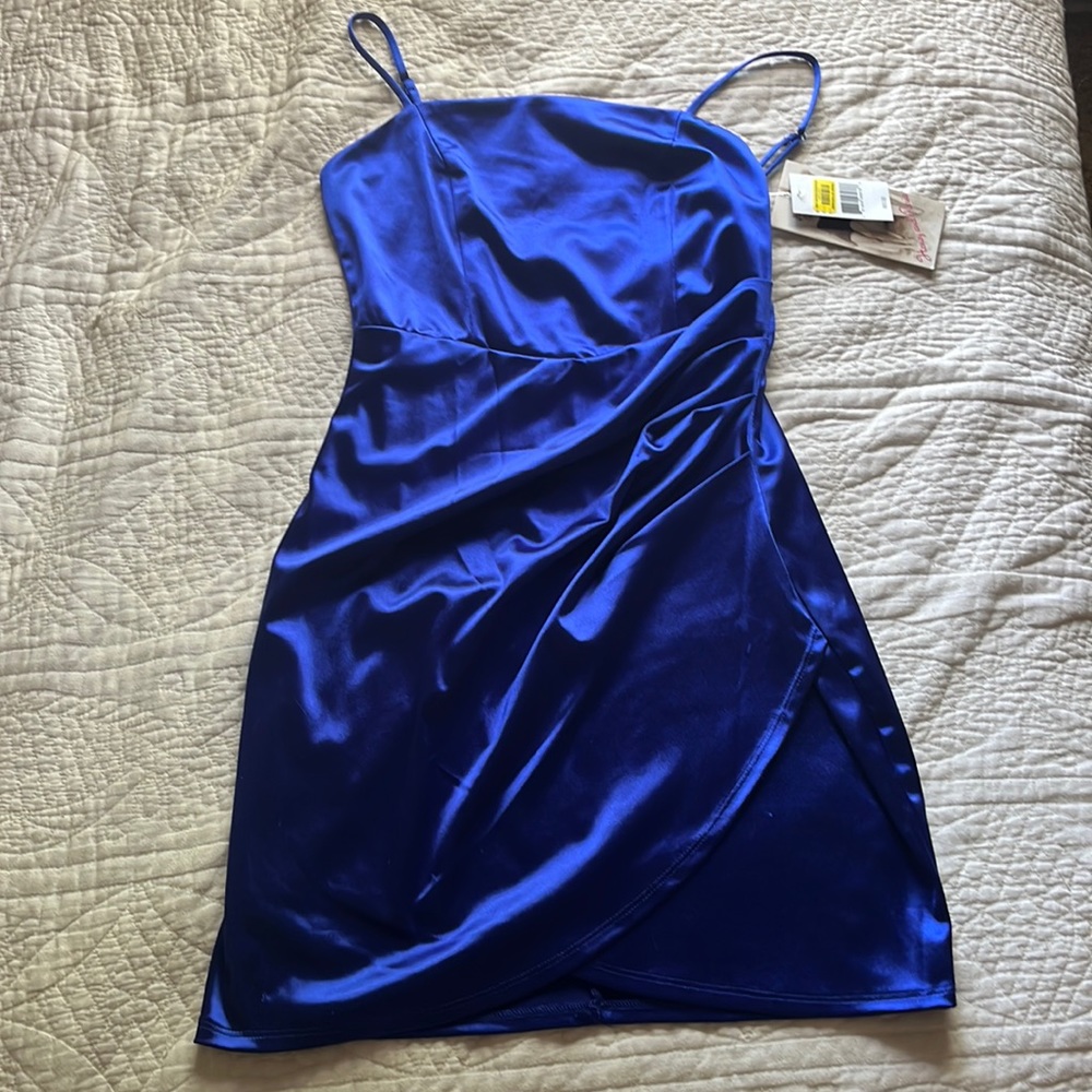 Formal, royal blue, mini dress